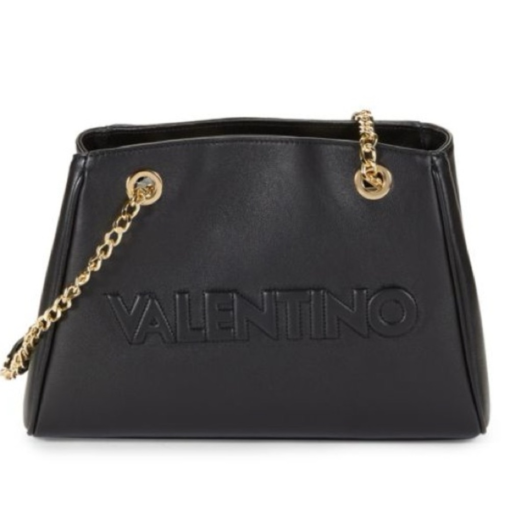 Valentino Black Shoulder Bag with Gold Chain